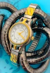 Carriage By Timex T6 30M Wr Silver/gold Tone Stretch Band Watch New Battery!. Fixed Price $12.99.