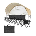 6-PERSON Folding Bench W/ Sunshade, Cup Holders & Storage Pockets. Fixed Price $138.37.