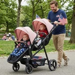 Double Tandem Stroller For Twins,pushchair With Reversible Seat & Safety Harness. Fixed Price $265.99.